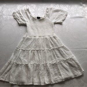 Art Class White Flare Dress Girls Size S(6-6X) Short Sleeves Elastic Knee/High